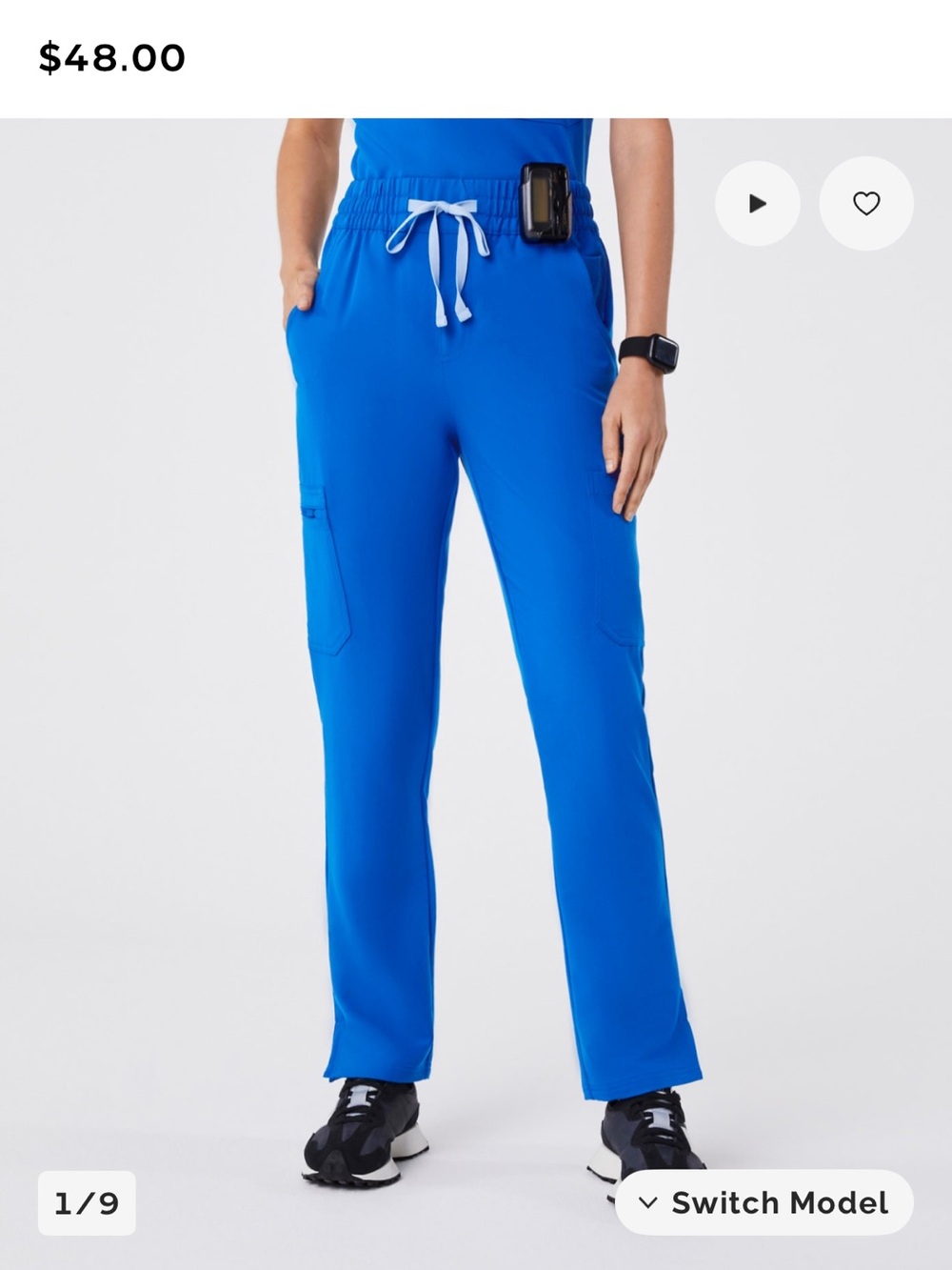 L Tall FIGS Dowa High Rise Straight Leg Scrub Pants in Royal Blue
